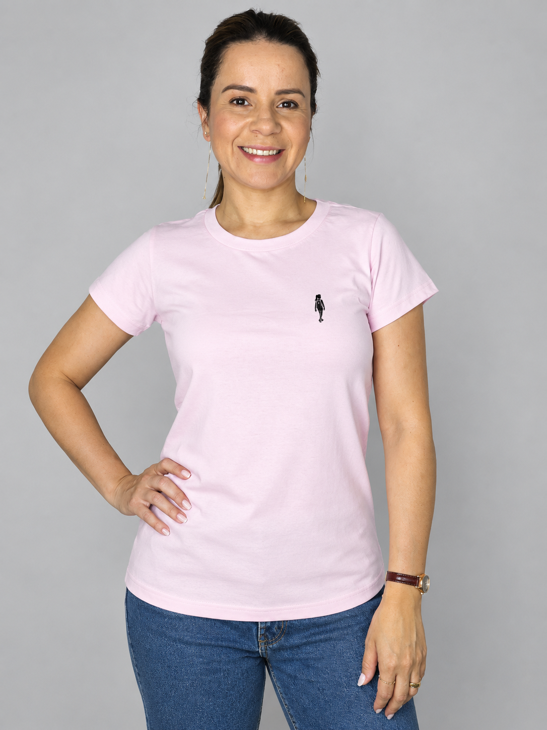 camiseta baby long missionária ADM rosa bebê