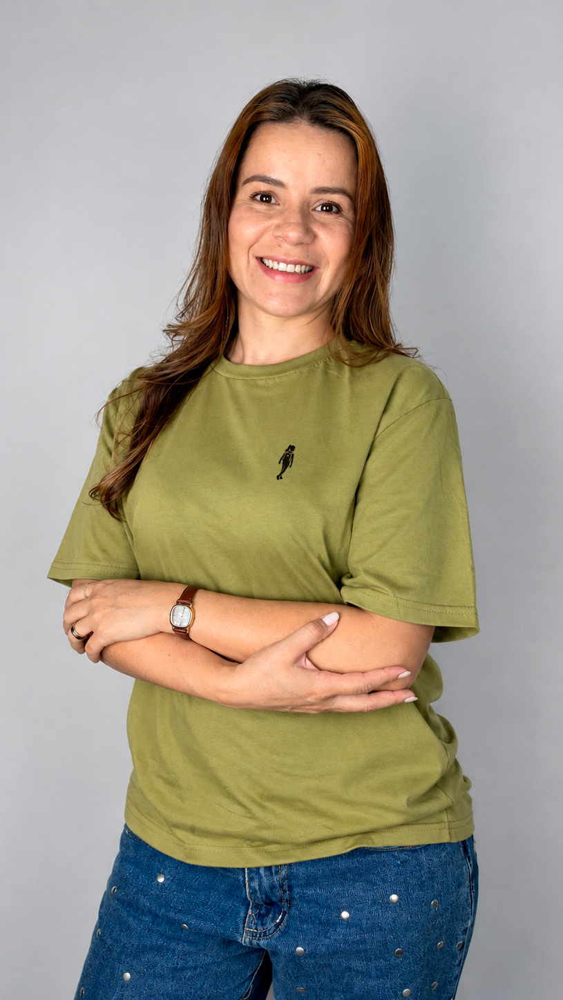 camisa básica verde oliva missionária feminina