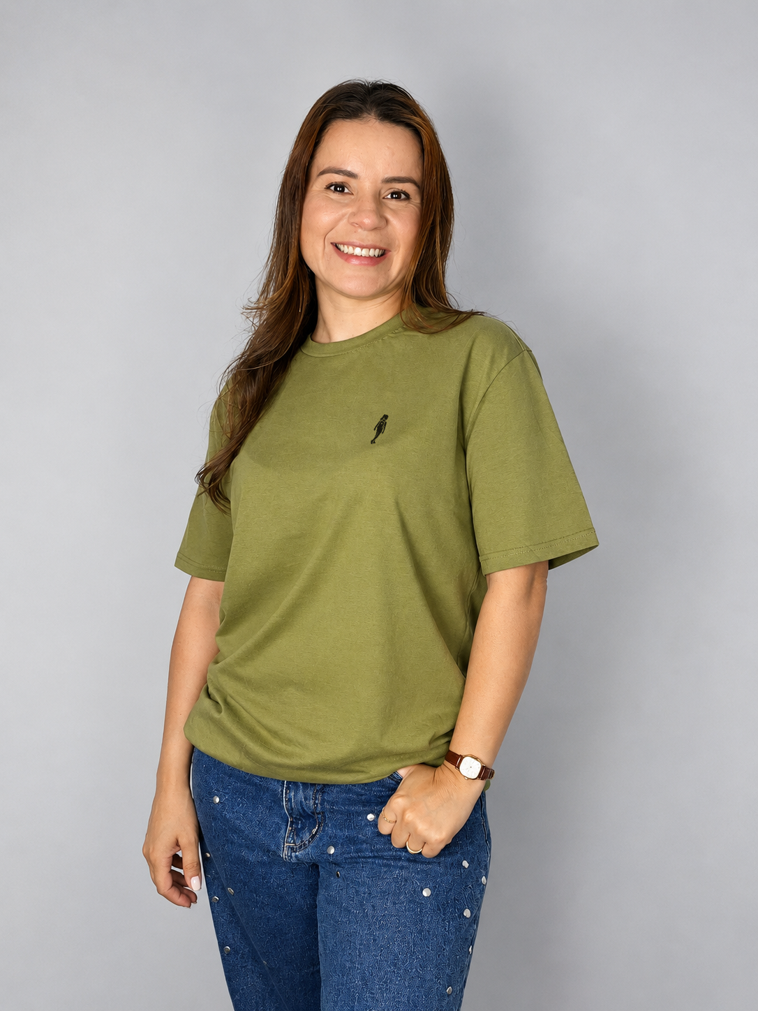 camisa básica verde oliva missionária feminina