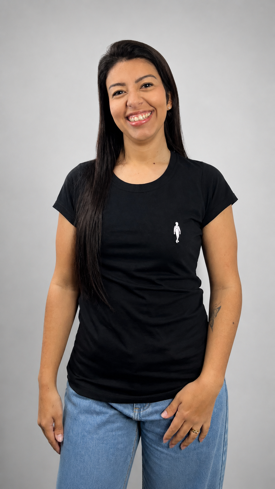 Camiseta Baby Long Preta Feminina