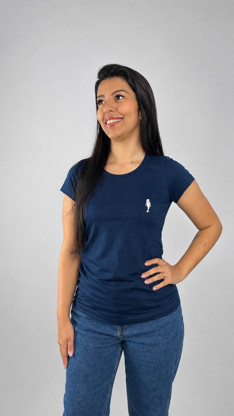 Camiseta Baby Long Missionária ADM Azul Marinho