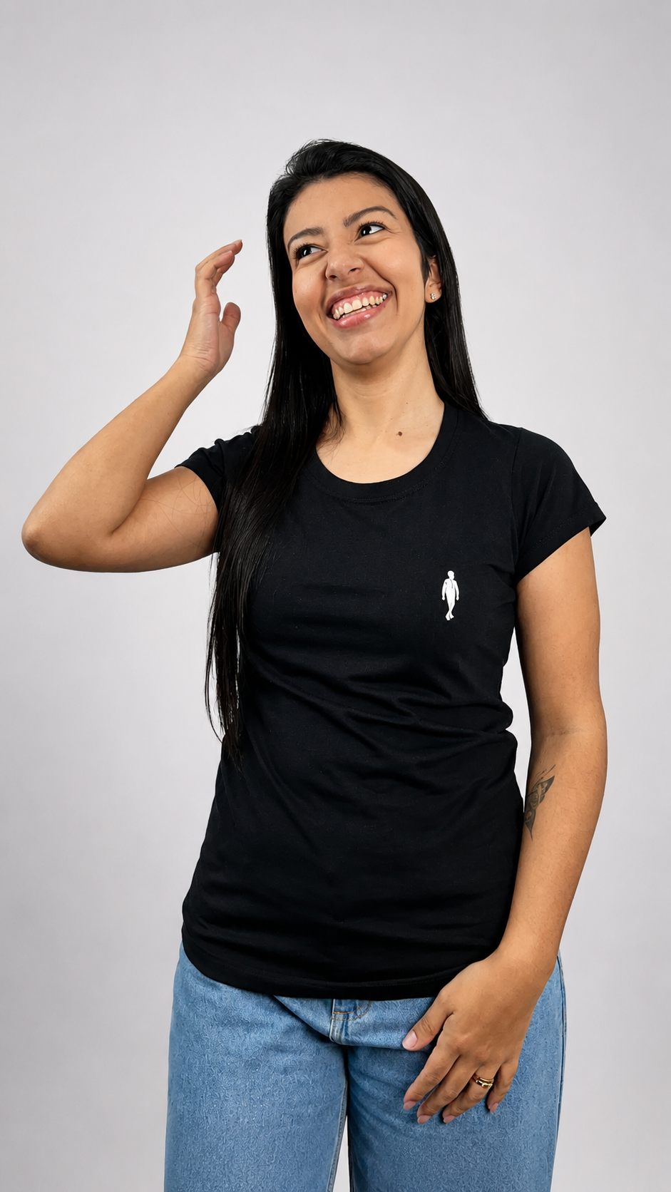 Camiseta Baby Long Preta Feminina
