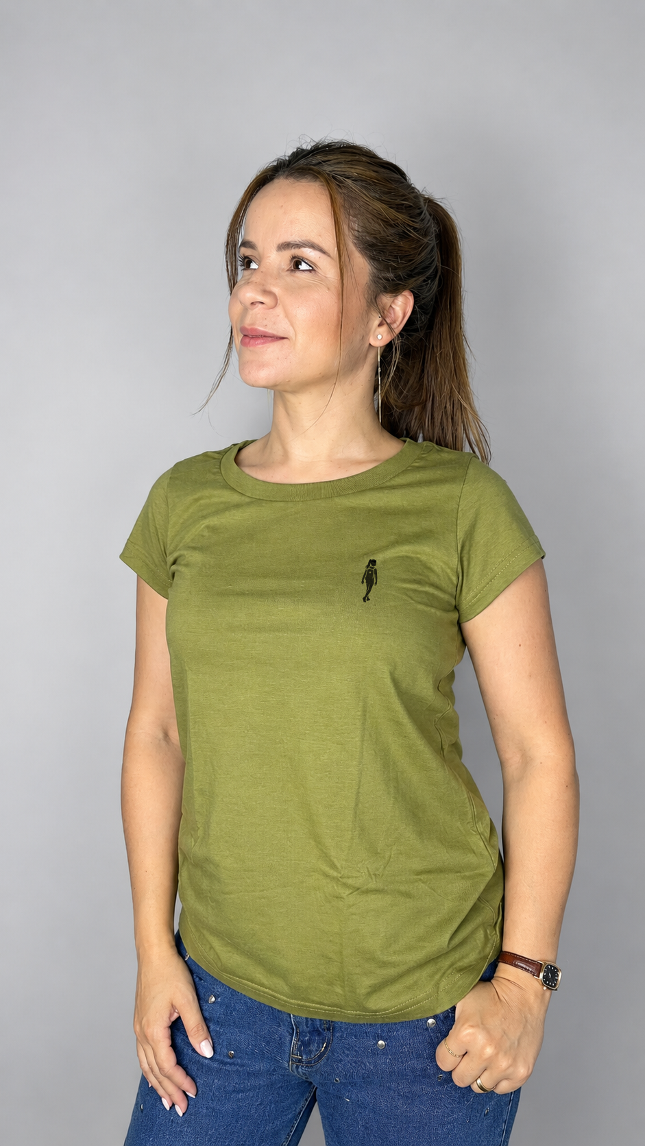 camisa baby long feminina verde oliva